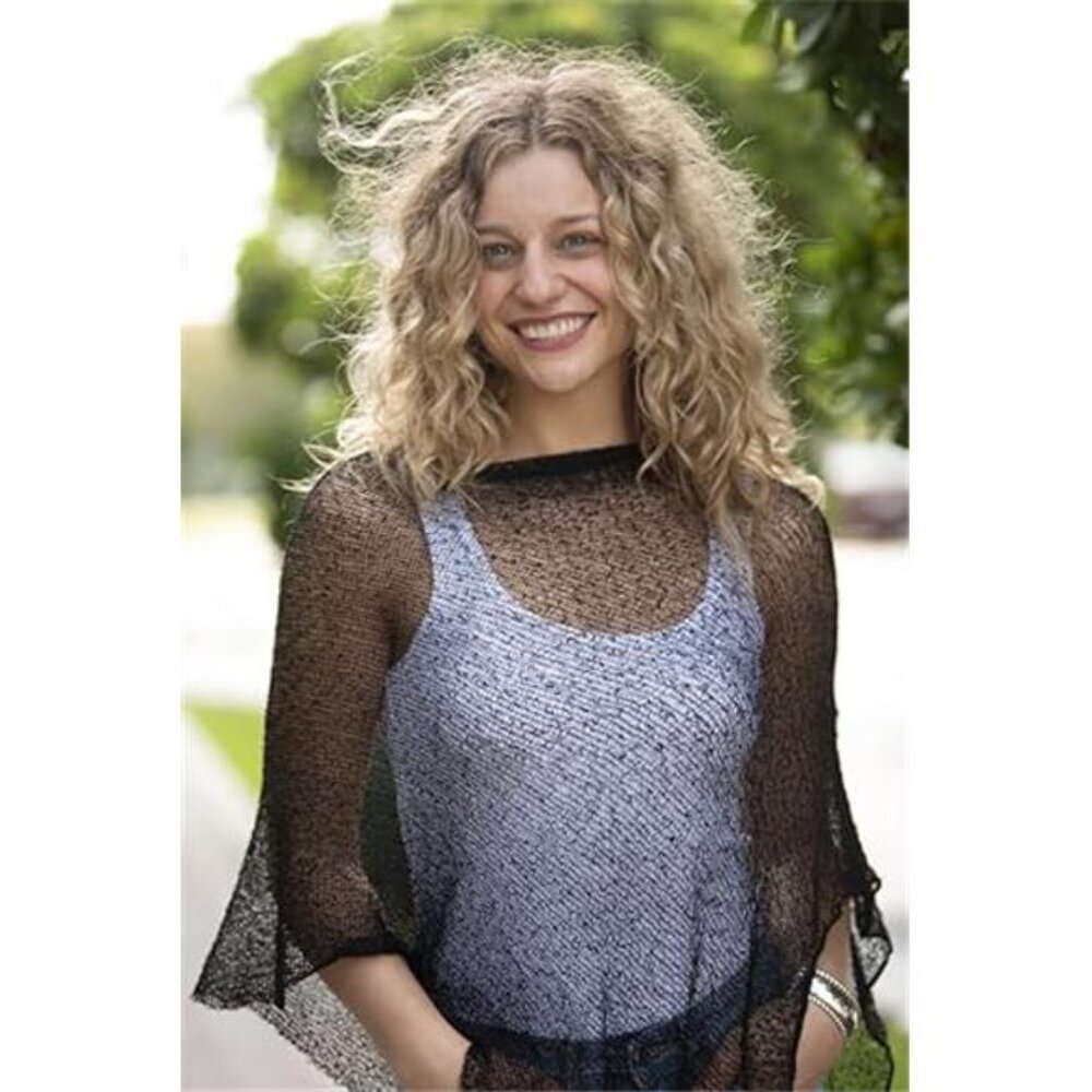 Womens Sheer Poncho Shrug Lightweight Knit Bolero Summer Shawl Sweater Coverup - Picture 5 of 5